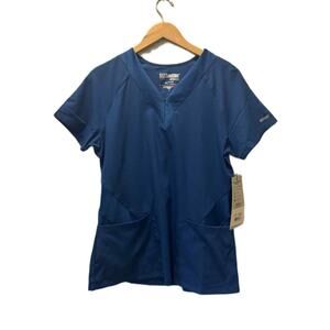 Gray's Anatomy Womens Blue Stretch V-Neck Short Sleeve Scrub Tops Size Small NWT